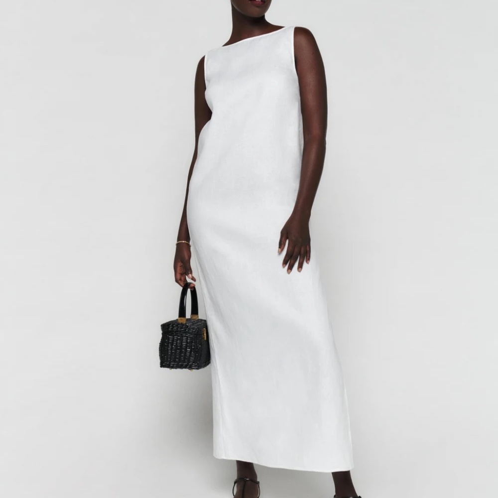 Reformation Marcie linen dress in white, size XS – NWT
